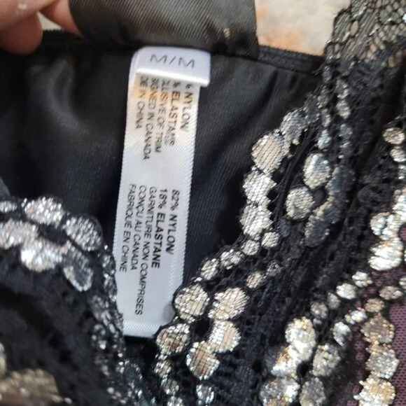 Coquette Purple Babydoll with Black Metallic Lace‎ - Size Medium - Picture 4 of 7